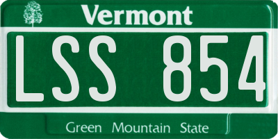VT license plate LSS854