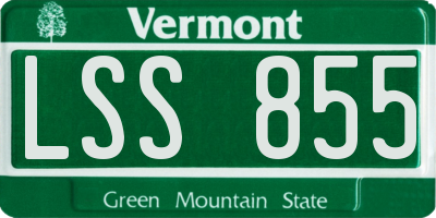 VT license plate LSS855