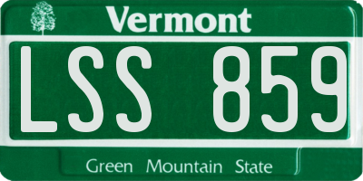 VT license plate LSS859