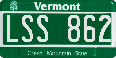 VT license plate LSS862