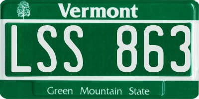 VT license plate LSS863