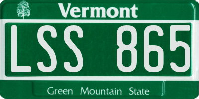 VT license plate LSS865