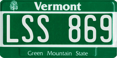 VT license plate LSS869