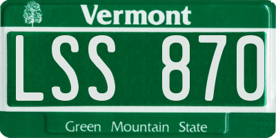 VT license plate LSS870