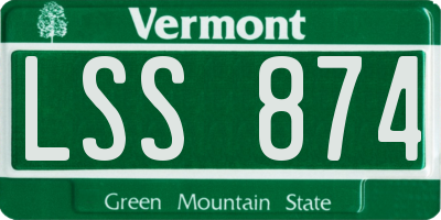 VT license plate LSS874