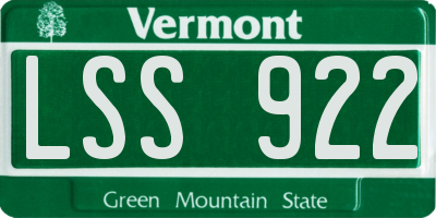 VT license plate LSS922