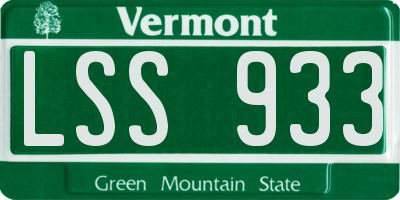 VT license plate LSS933