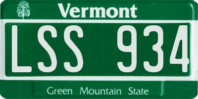 VT license plate LSS934