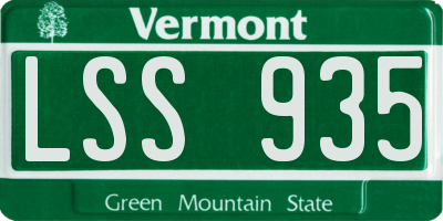 VT license plate LSS935