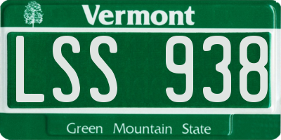 VT license plate LSS938