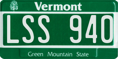 VT license plate LSS940