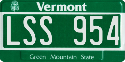 VT license plate LSS954