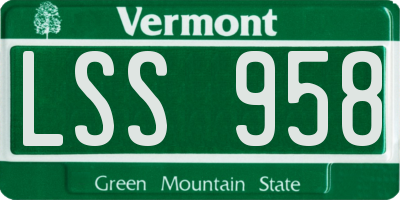 VT license plate LSS958