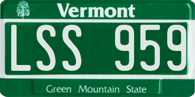 VT license plate LSS959