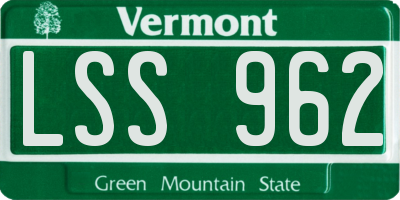 VT license plate LSS962