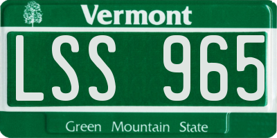 VT license plate LSS965