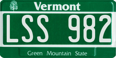 VT license plate LSS982