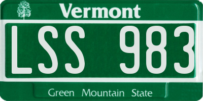 VT license plate LSS983