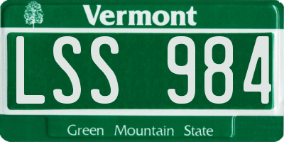 VT license plate LSS984