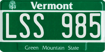 VT license plate LSS985