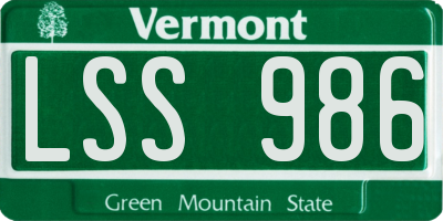VT license plate LSS986