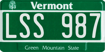 VT license plate LSS987