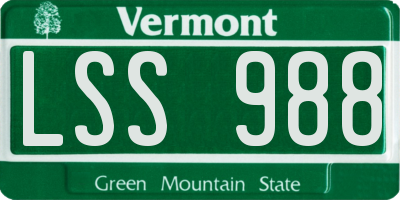 VT license plate LSS988