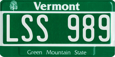 VT license plate LSS989