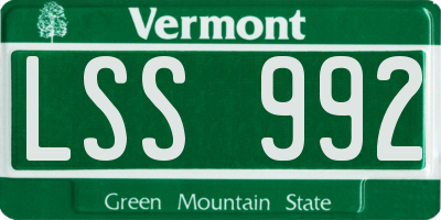 VT license plate LSS992