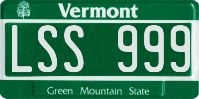 VT license plate LSS999
