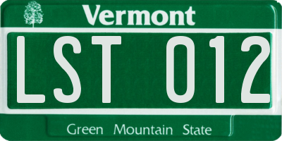 VT license plate LST012