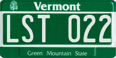 VT license plate LST022
