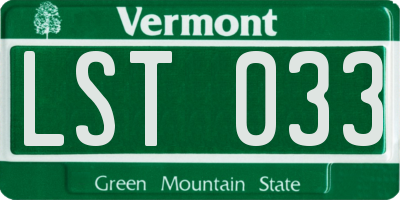 VT license plate LST033
