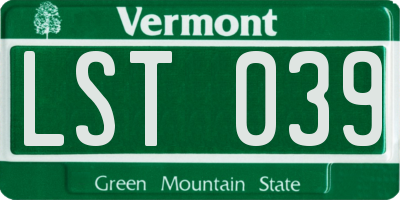VT license plate LST039