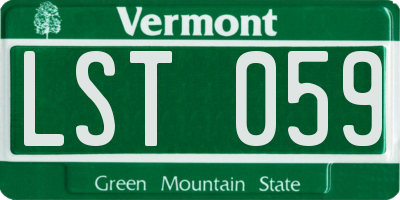 VT license plate LST059