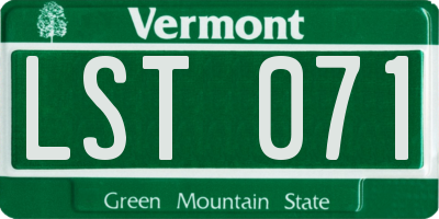VT license plate LST071