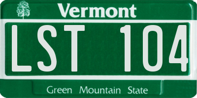 VT license plate LST104