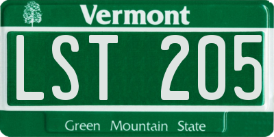 VT license plate LST205
