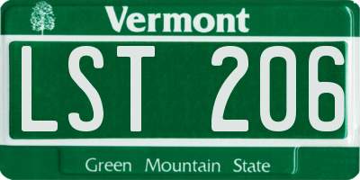 VT license plate LST206