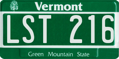 VT license plate LST216