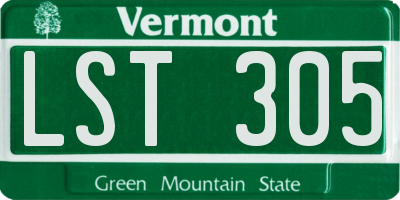 VT license plate LST305