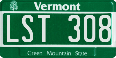 VT license plate LST308