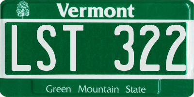 VT license plate LST322