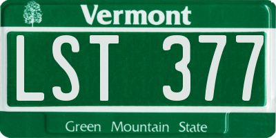 VT license plate LST377