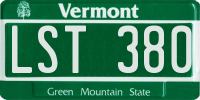 VT license plate LST380