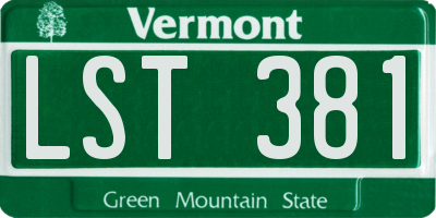 VT license plate LST381