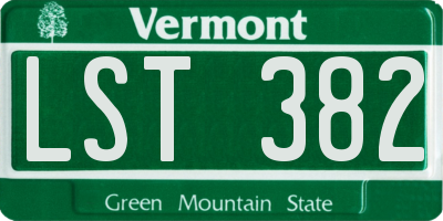 VT license plate LST382