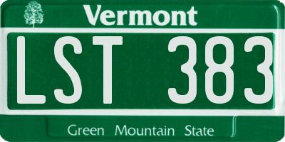 VT license plate LST383