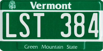 VT license plate LST384