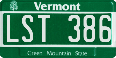 VT license plate LST386
